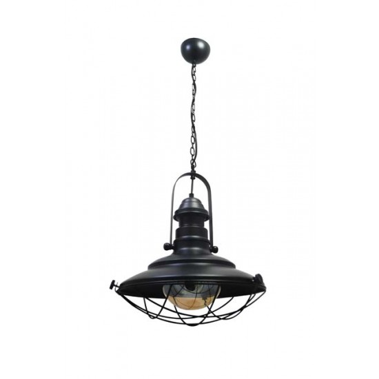 Modi Lighting Camlı Tekli Kafes Siyah Fener Avize Mod-4433-Bsy