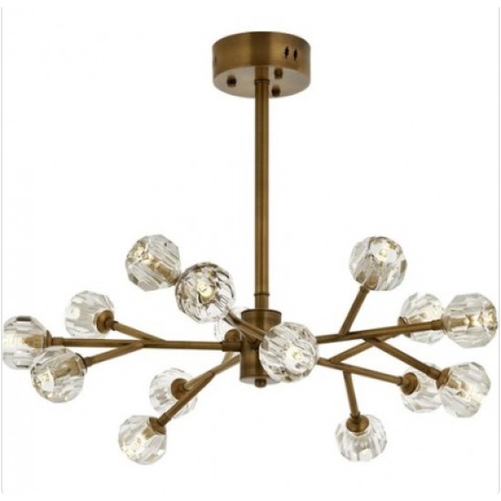 Modi Lighting 15 Kristalli Eskitme Kaplama Modern Avize G9 Metal Cam 60cm