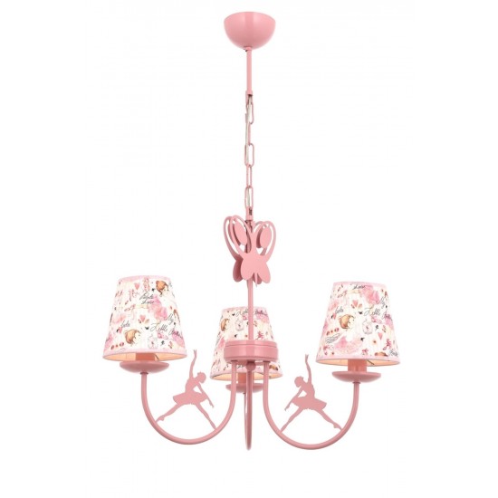 AVONNI AV-1416-BALLERINA Pembe Boyalı Modern Avize E14 Metal Kumaş 52cm