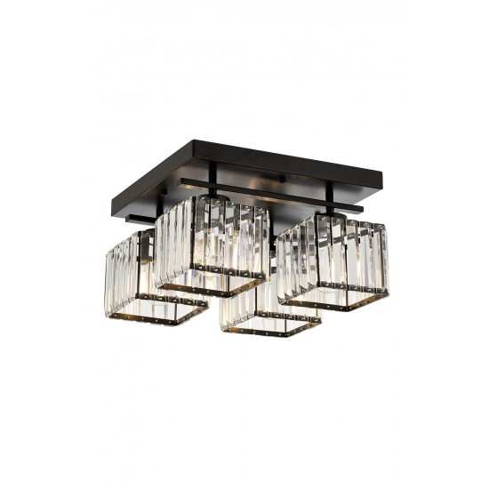 AVONNI AV-60230-4BSY Siyah Boyalı Modern Avize E27 Metal Kristal 40x40cm