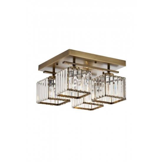 AVONNI AV-60230-4E Eskitme Kaplama Modern Avize E27 Metal Kristal 40x40cm